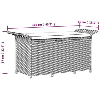 vidaXL Ławka ogrodowa z poduszką, czarna, 116x46x57 cm, polirattan