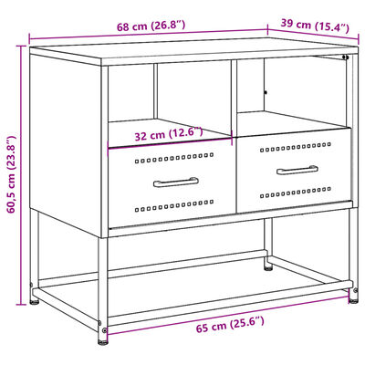 vidaXL Szafka pod telewizor, różowa, 68x39x60,5 cm, stalowa