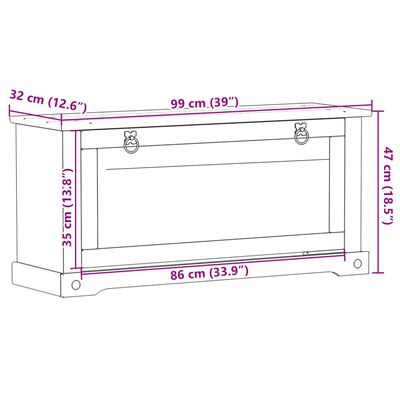 vidaXL Szafka na buty Corona, 99x32x47 cm, lite drewno sosnowe