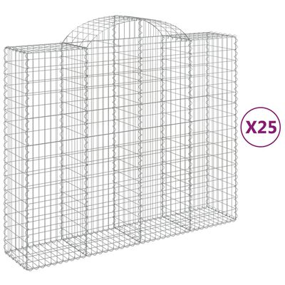 vidaXL Kosze gabionowe, 25 szt, 200x50x160/180cm, galwanizowane żelazo