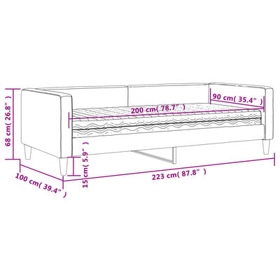 vidaXL Sofa z materacem do spania, czarna, 90x200 cm, tkanina