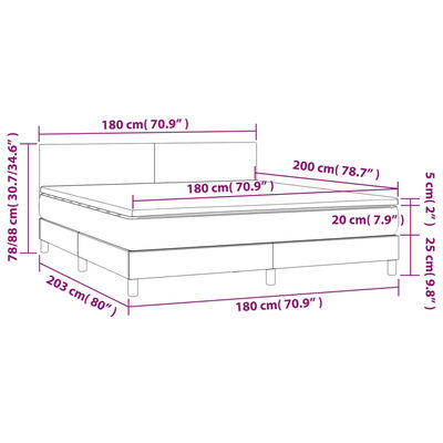 vidaXL Łóżko kontynentalne z materacem i LED, biała ekoskóra 180x200cm