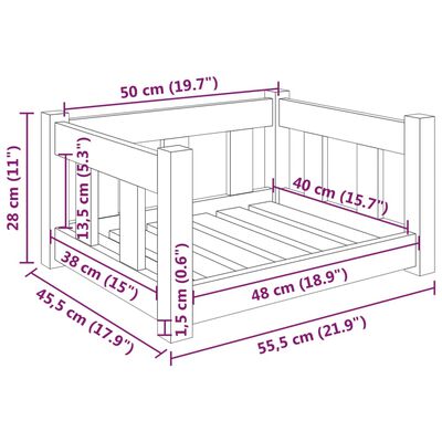 vidaXL Legowisko dla psa, białe, 55,5x45,5x28 cm, lite drewno sosnowe