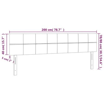 vidaXL Zagłówek do łóżka z LED, czarny, 200x5x78/88 cm, aksamit