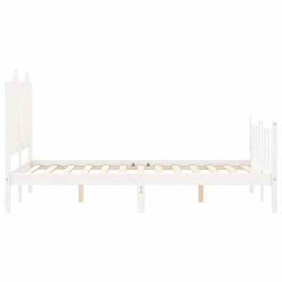 vidaXL Rama łóżka z wezgłowiem, biała, 120x200 cm, lite drewno