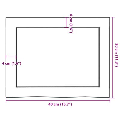 vidaXL Blat do łazienki, ciemnobrązowy, 40x30x(2-4) cm, lite drewno