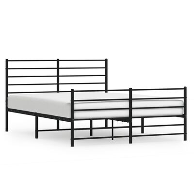 vidaXL Metalowa rama łóżka z wezgłowiem i zanóżkiem, czarna, 140x200cm