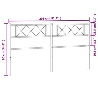 vidaXL Metalowe wezgłowie, czarne, 200 cm