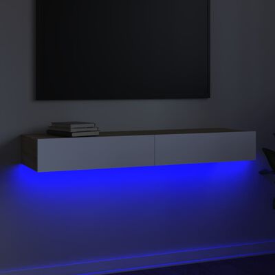 vidaXL Szafka pod TV z LED, biel i dąb sonoma, 120x35x15,5 cm