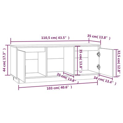 vidaXL Szafka pod TV, miodowy brąz 110,5x35x44 cm, lite drewno sosnowe