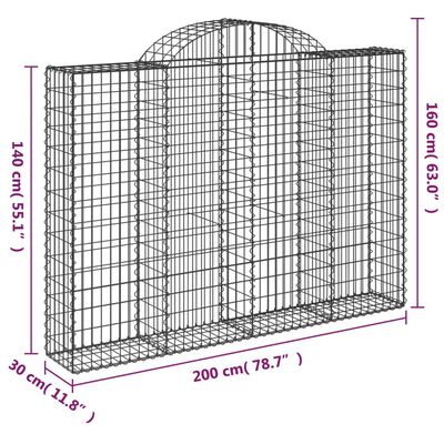 vidaXL Kosze gabionowe, 12 szt, 200x30x140/160cm, galwanizowane żelazo