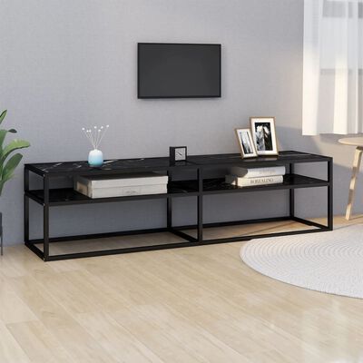 vidaXL Szafka pod TV, czarny marmur, 160x40x40,5 cm, szkło hartowane