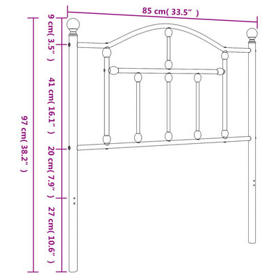 vidaXL Metalowe wezgłowie, białe, 80 cm