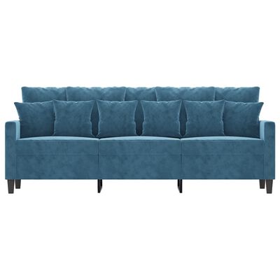 vidaXL Sofa 3-osobowa, niebieski, 180 cm, tapicerowana aksamitem