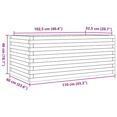 vidaXL Donica ogrodowa, 110x60x46 cm, lite drewno daglezjowe