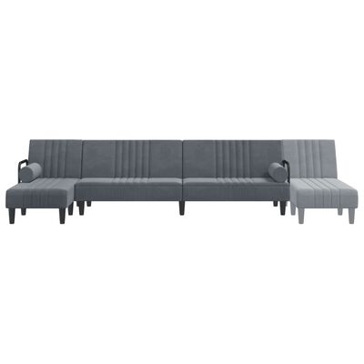 vidaXL Sofa rozkładana L, ciemnoszara, 260x140x70 cm, aksamit