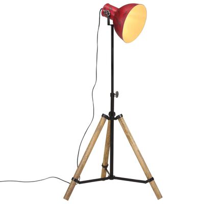vidaXL Lampa stojąca, 25 W, postarzany czerwony, 75x75x90-150 cm, E27