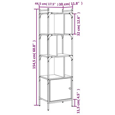 vidaXL Biblioteczka z drzwiczkami, czarna, 44,5x30x154,5 cm