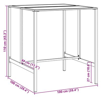 vidaXL Stolik barowy, czarny, 100x100x110 cm, malowana proszkowo stal