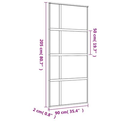 vidaXL Drzwi przesuwne, złote, 90x205 cm, mrożone szkło ESG, aluminium