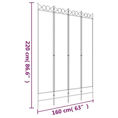 vidaXL Parawan 4-panelowy, biały, 160x220 cm, tkanina