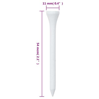 vidaXL Kołki tee do golfa, 1000 szt., białe, 54 mm, bambusowe