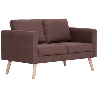 vidaXL 2-osobowa sofa tapicerowana tkaniną, brązowa