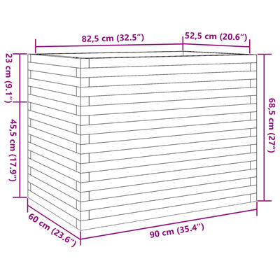 vidaXL Donica ogrodowa, 90x60x68,5 cm, impregnowane drewno sosnowe