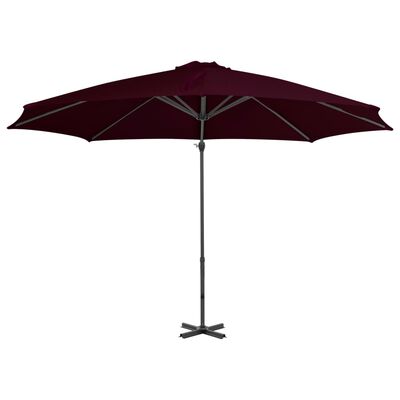 vidaXL Parasol wiszący z aluminiowym słupkiem, 300 cm, czerwony