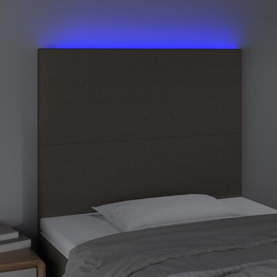 vidaXL Zagłówek do łóżka z LED, taupe, 100x5x118/128 cm, tkanina