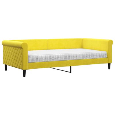 vidaXL Sofa z materacem do spania, żółta, 100x200 cm, aksamit