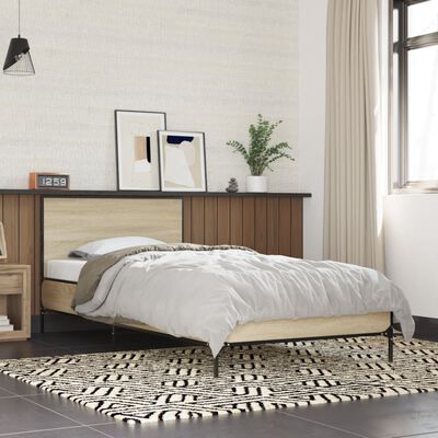 vidaXL Rama łóżka, dąb sonoma, 90x200 cm, materiał drewnopochodny
