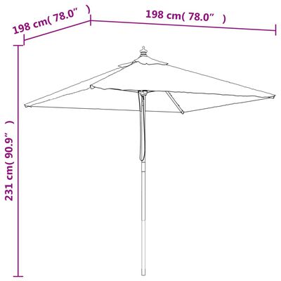 vidaXL Parasol ogrodowy na drewnianym słupku, taupe, 198x198x231 cm