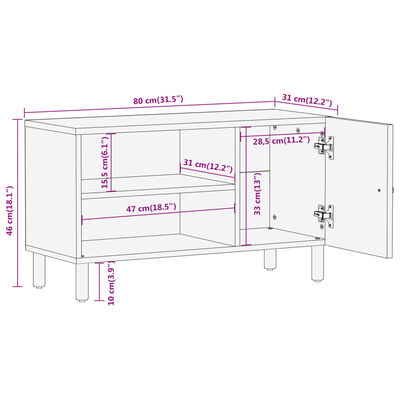 vidaXL Szafka pod telewizor, 80x31x46 cm, lite drewno mango