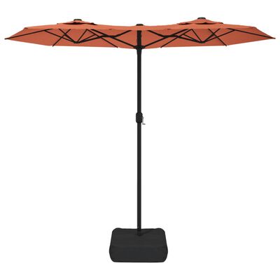 vidaXL Podwójny parasol ogrodowy z LED, terakota, 316x240 cm