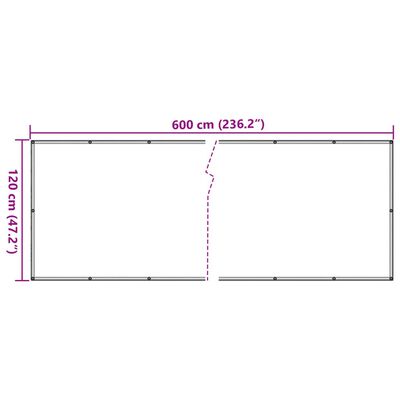 vidaXL Osłona balkonowa, kremowa, 600x120 cm, PVC