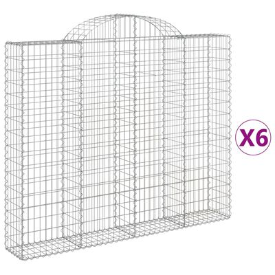 vidaXL Kosze gabionowe, 6 szt, 200x30x160/180 cm, galwanizowane żelazo