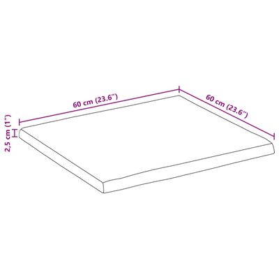 vidaXL Blat stołu, 60x60x2,5 cm, naturalna krawędź, lite drewno mango