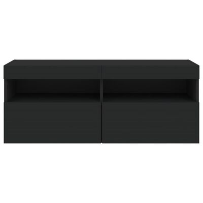 vidaXL Ścienna szafka TV z LED, czarna, 100x30x40 cm