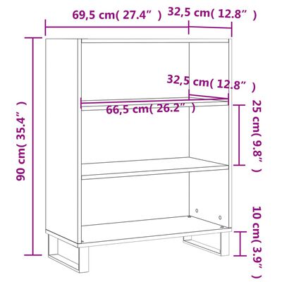 vidaXL Regał, przydymiony dąb, 69,5x32,5x90cm, materiał drewnopochodny