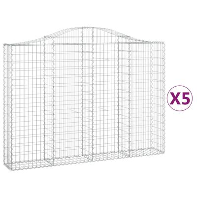 vidaXL Kosze gabionowe, 5 szt, 200x30x140/160 cm, galwanizowane żelazo