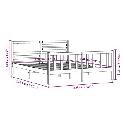 vidaXL Rama łóżka, lite drewno, 120x200 cm (810425+814134)