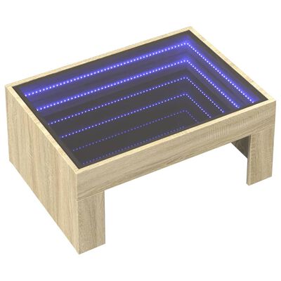 vidaXL Stolik kawowy z LED Infinity, dąb sonoma, 70x50x30 cm