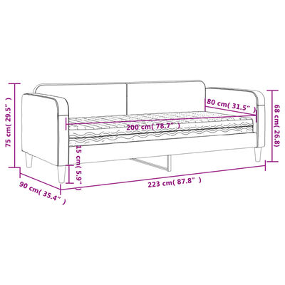 vidaXL Sofa z materacem do spania, ciemnoszara, 80x200 cm, tkanina