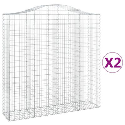 vidaXL Kosze gabionowe, 2 szt, 200x50x200/220cm, galwanizowane żelazo