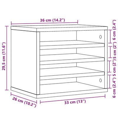 vidaXL Organizer na biurko, szarość betonu, 36x26x29,5 cm