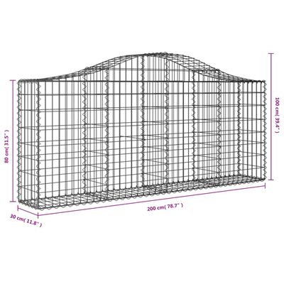 vidaXL Kosze gabionowe, 10 szt, 200x30x80/100 cm, galwanizowane żelazo