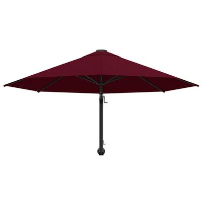 vidaXL Parasol ścienny na metalowym słupku, 300 cm, burgund