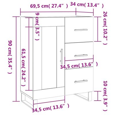 vidaXL Szafka, czarna, 69,5x34x90 cm, materiał drewnopochodny