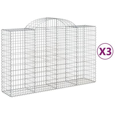 vidaXL Kosze gabionowe, 3 szt, 200x50x120/140 cm, galwanizowane żelazo